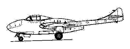 the DeHavilland Vampire fighter jet.
