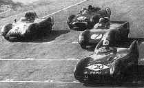 Gordon Jones (#2 at left) leaves the grid at Silverstone.